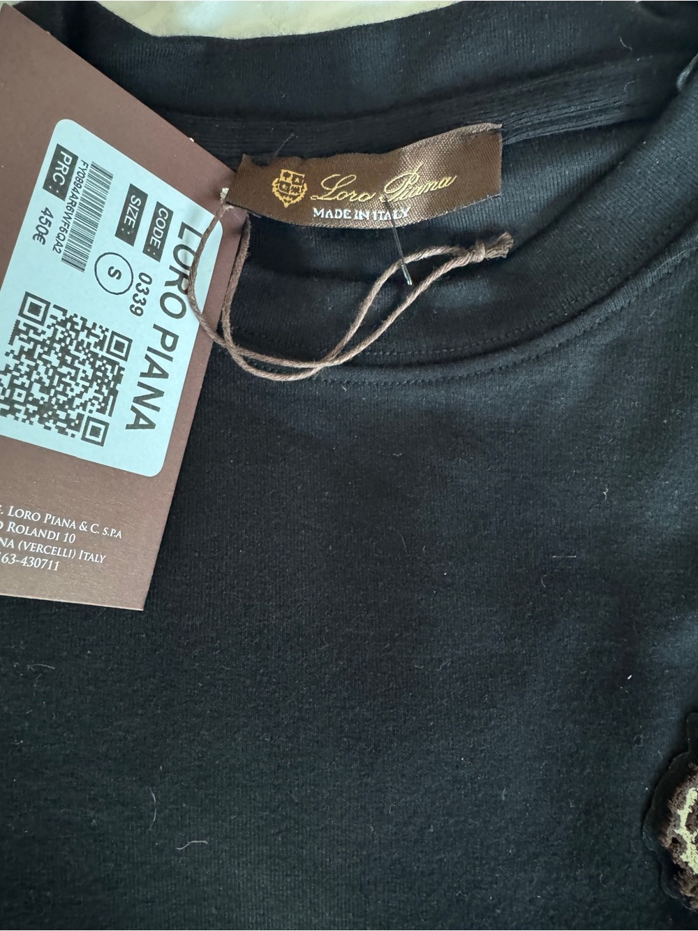 Loro Piana Black Crewneck Short Sleeve T-Shirt - Picture 1 of 2